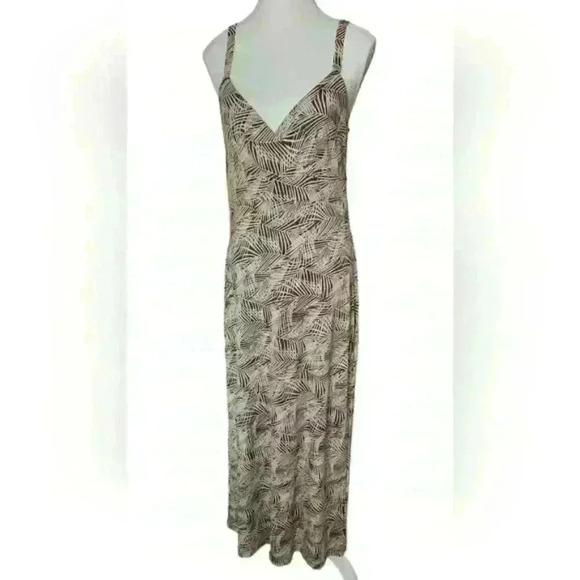 Dress Barn Brown Leaf Print Size 8 Maxi Dress 👗 - Picture 1 of 6
